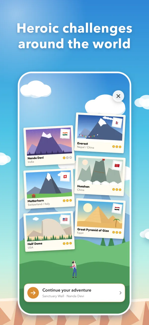 Heroic challenges around the world: the journey map